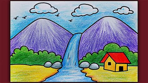 Nature scenery drawing for beginners / easy and step by step.